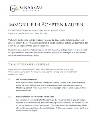 Titelseite des Leitfadens Immobilie in Ägypten kaufen